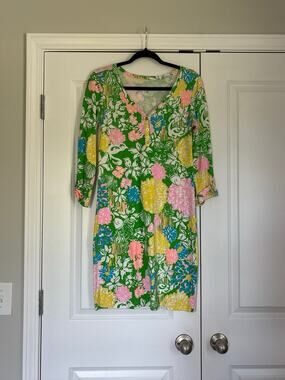 Lilly Pulitzer Palmetto Knit Dress Hibiscus Pattern Small Coastal Vacay Resort